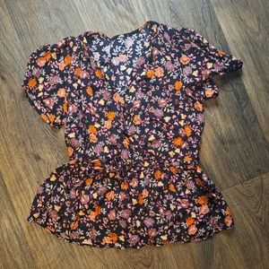 Loft Floral Faux Wrap Top
